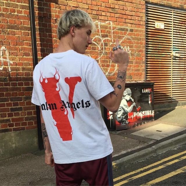 Vlone x Palm Angles Vlone Paml Angels Flame Tee T-shirt White Black