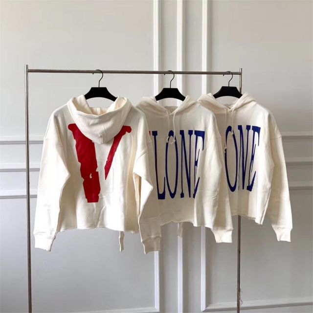1:1 Version Vlone classic logo hoodie white