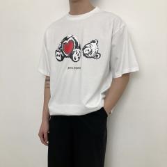 palm angels teddy bear heart tee white black