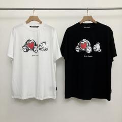 palm angels teddy bear heart tee white black