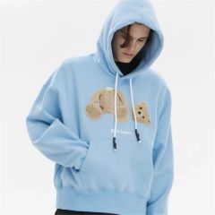 19SS Palm Angels Teddy Bear Hoodie Blue