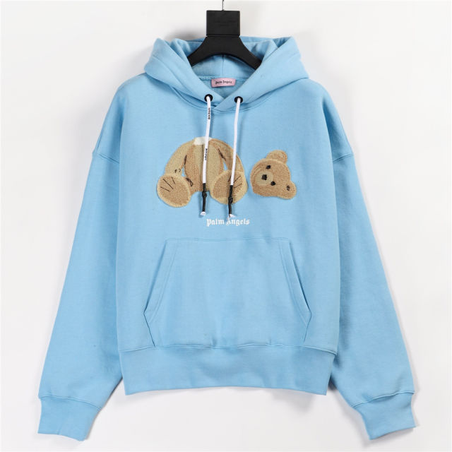 19SS Palm Angels Teddy Bear Hoodie Blue