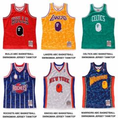 Bape Mitchell&Ness camo Jersey Lakers Bulls Celtics Rockets Knicks Warriors