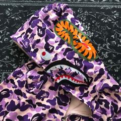 [Best Quality] 1:1 Bape Full Camo Shark Zip-up Hoodie Purple Camo