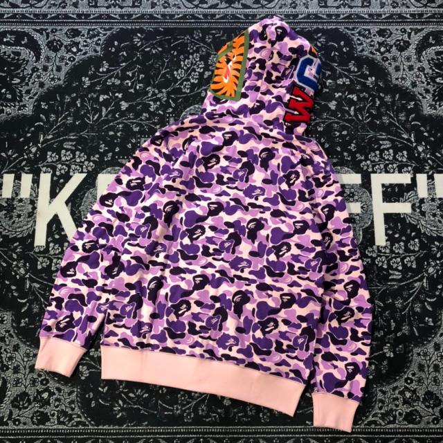 [Best Quality] 1:1 Bape Full Camo Shark Zip-up Hoodie Purple Camo