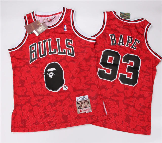 Bape Mitchell&Ness camo Jersey Lakers Bulls Celtics Rockets Knicks Warriors