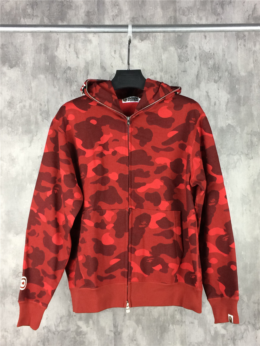 Free shipping Bape Full Camo Shark Hoodie red