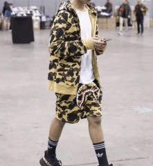 Bape 1ST Yellow Camo Shark Track Shorts