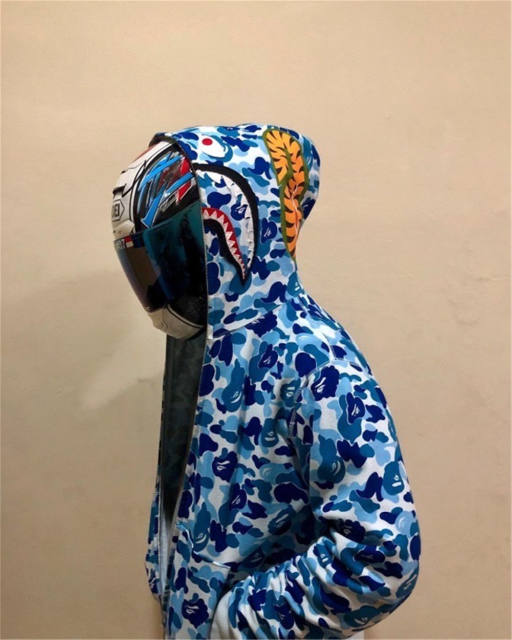 [Best Quality] 1:1 Bape ABC Camo Shark Hoodie Blue