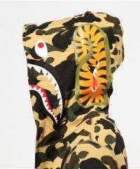 [Best Quality] 1:1 Bape 1ST OG Full Camo Shark Full Zip up Hoodies Yellow Camo