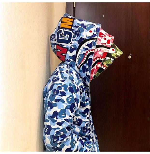 [Best Quality] 1:1 Bape ABC Camo Shark Hoodie Blue