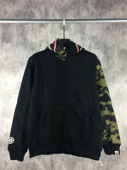 [Best Quality] 1:1 Bape Shark Half Face Camo Hoodie Black and Green