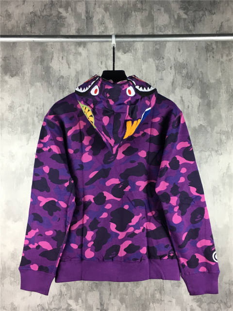[Best Quality] 1:1 BAPE 23SS Color Purple Camo Shark Full Zip Hoodie Purple Shark (1st Camo)