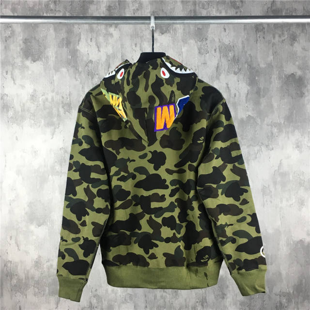 [Best Quality] 1:1 Bape 1ST Camo Shark Hoodie Zip Up Green