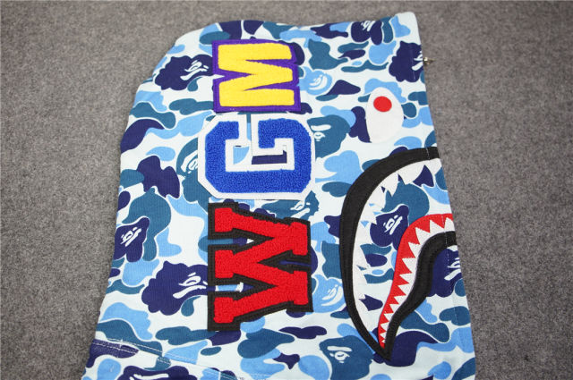 [Best Quality] 1:1 Bape ABC Camo Shark Hoodie Blue