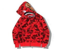 [Best Quality] 1:1 Bape 1st Full Red Camo Shark Hoodie