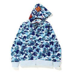 [Best Quality] 1:1 Bape ABC Camo Shark Hoodie Blue