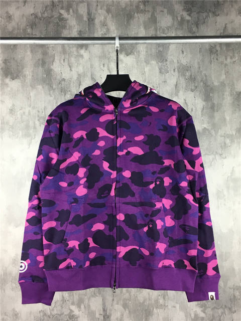 [Best Quality] 1:1 BAPE 23SS Color Purple Camo Shark Full Zip Hoodie Purple Shark (1st Camo)