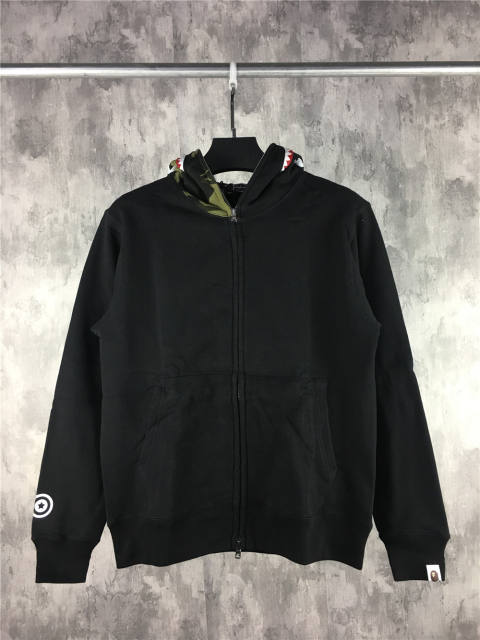 [Best Quality] 1:1 Bape Shark Half Face Camo Hoodie Black and Green
