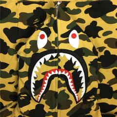 [Best Quality] 1:1 Bape 1ST OG Full Camo Shark Full Zip up Hoodies Yellow Camo