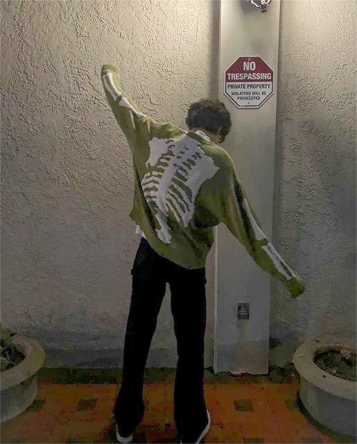 Kapital green hollowed skeleton sweater