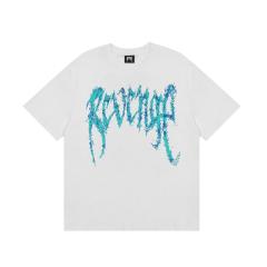 Revenge blue fire logo tee white black