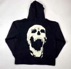 Revenge bones reflective hoodie black white