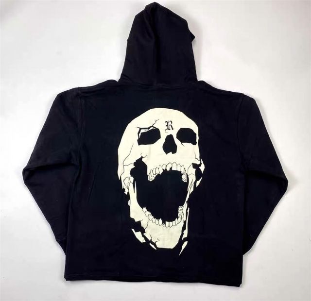 Revenge bones reflective hoodie black white
