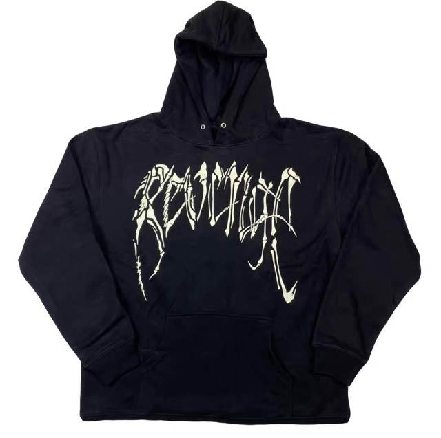 Revenge bones reflective hoodie black white