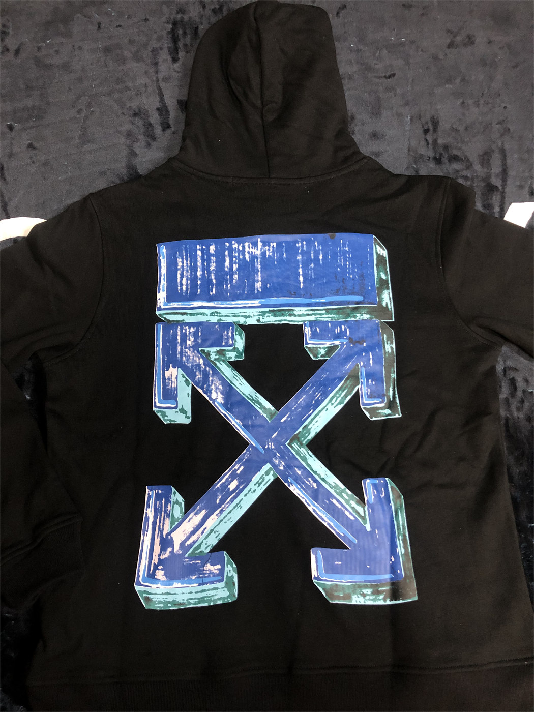 Off White Blue Crayon Hoodie Black