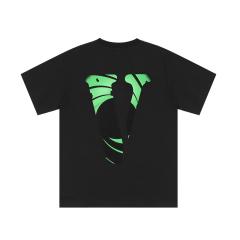 Vlone SMILE Green and black V cotton short-sleeved shirt