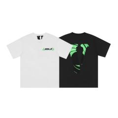 Vlone SMILE Green and black V cotton short-sleeved shirt