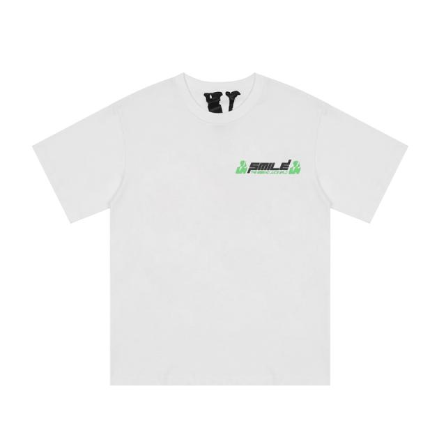 Vlone SMILE Green and black V cotton short-sleeved shirt