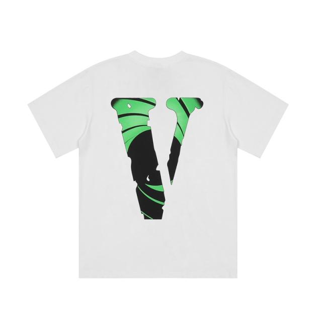 Vlone SMILE Green and black V cotton short-sleeved shirt