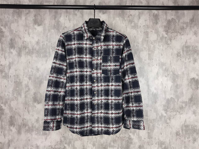 Chr0me Hearts checkerd long sleeve shirt navy blue