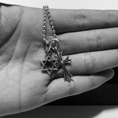 Chr0me  Hearts David Star & Cross Necklace