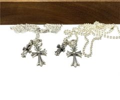 Chr0me  Hearts Silver Double Cross Necklace
