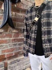 Chr0me Hearts checkerd long sleeve shirt navy blue