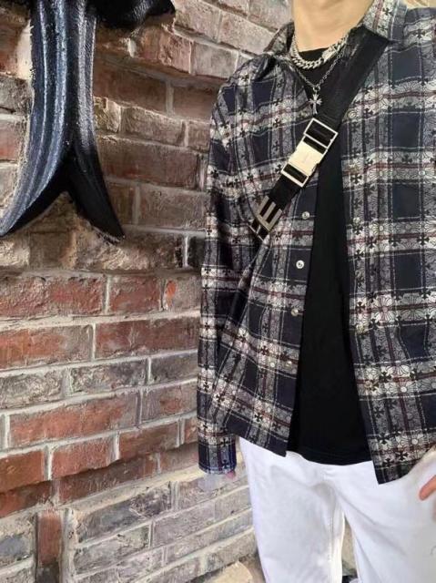 Chr0me Hearts checkerd long sleeve shirt navy blue
