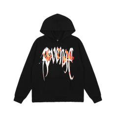 Revenge Flame Letters Hoodie Black