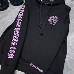 Chr0me  Heart Pink Sleeve Hoodie Black