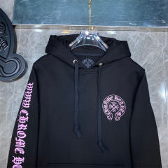 Chr0me  Heart Pink Sleeve Hoodie Black