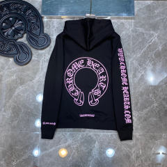 Chr0me  Heart Pink Sleeve Hoodie Black