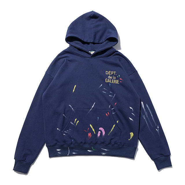 Gallery Dept Scrawl painted hoodie (black/navy blue/grey)