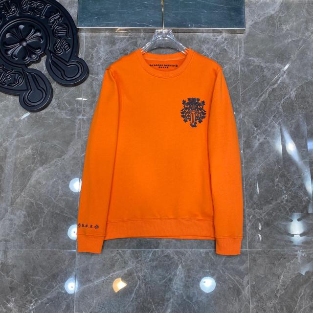 Chr0me  Heart Black Logo Sweatershirt Orange