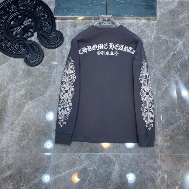 Chr0me  Heart Banner Logo Sweatshirt Grey