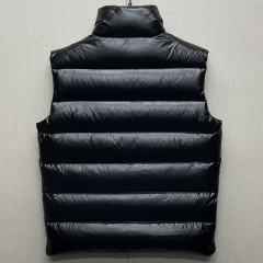 Moncler down vest leather black
