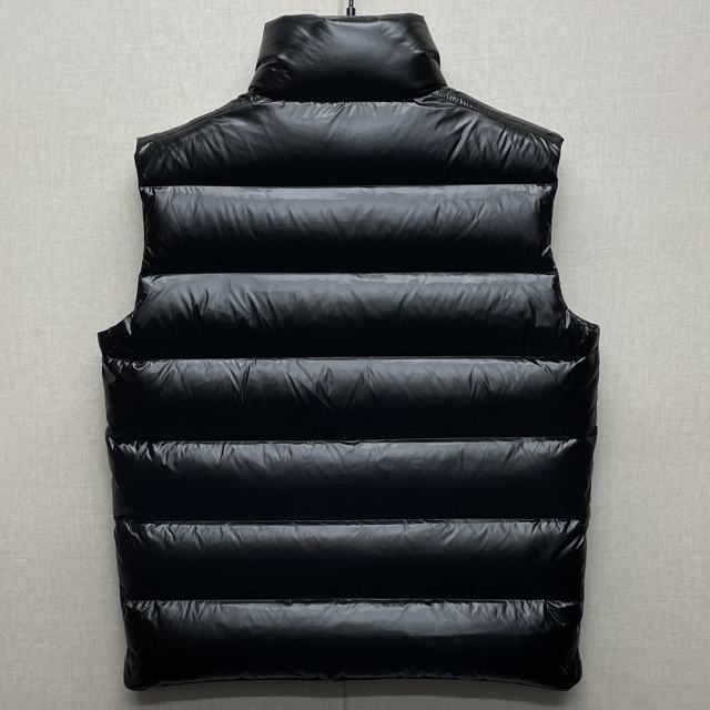 Moncler down vest leather black