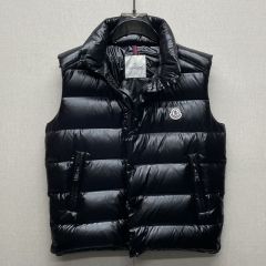Moncler down vest leather black