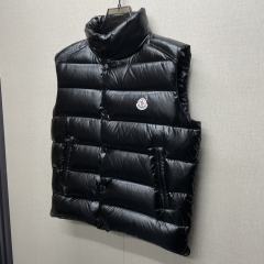 Moncler down vest leather black